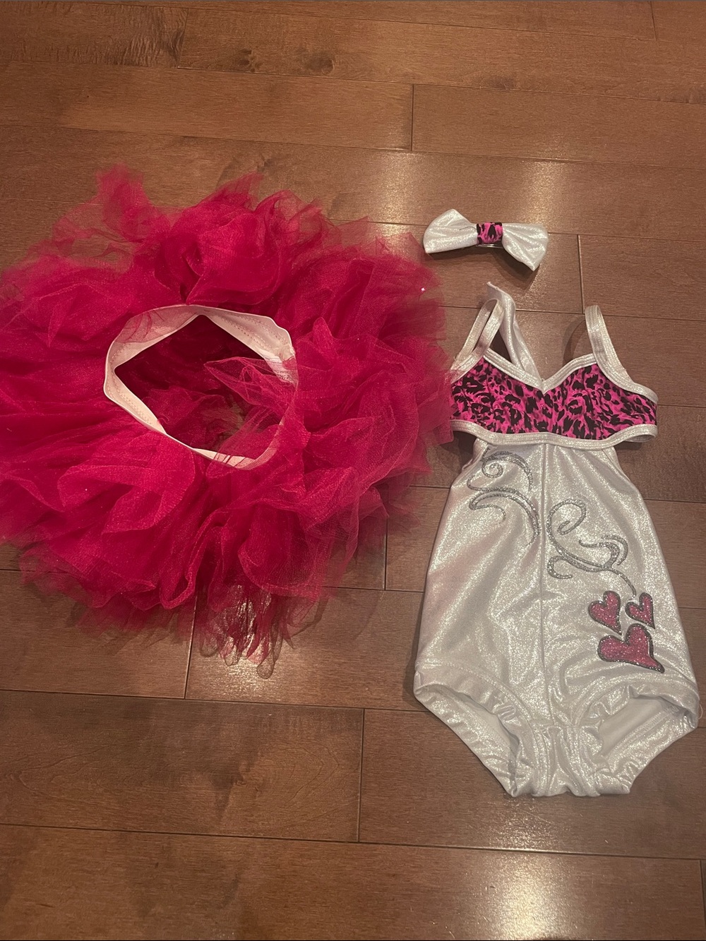 Pink Tutu and Silver Heart Bodysuit Kids Costume Set